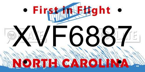 XVF6887 North Carolina License Plate