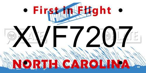 XVF7207 North Carolina License Plate