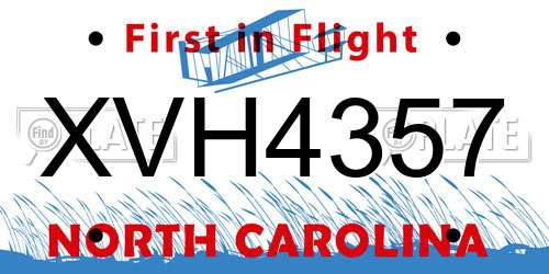 XVH4357 North Carolina License Plate