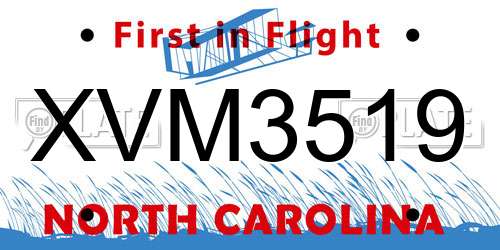 XVM3519 North Carolina License Plate