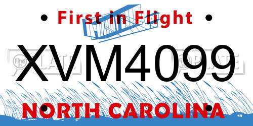 XVM4099 North Carolina License Plate