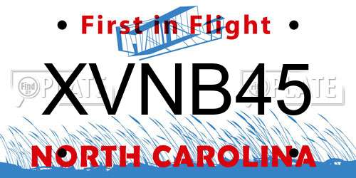XVNB45 North Carolina License Plate