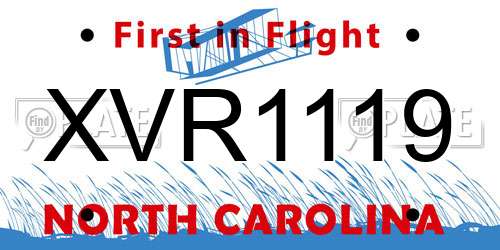 XVR1119 North Carolina License Plate