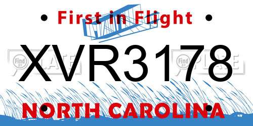 XVR3178 North Carolina License Plate