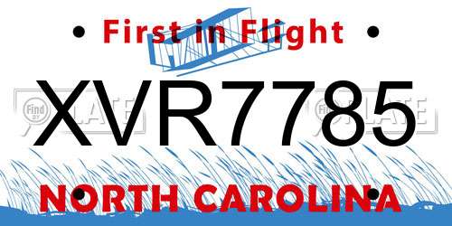XVR7785 North Carolina License Plate