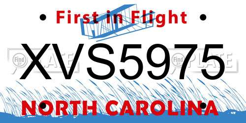 XVS5975 North Carolina License Plate