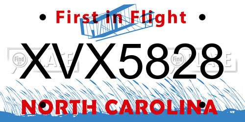 XVX5828 North Carolina License Plate