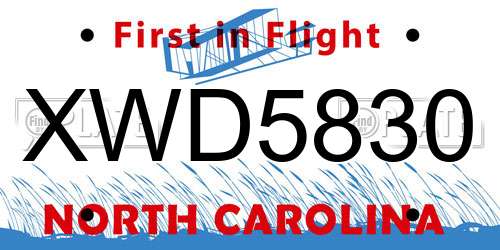 XWD5830 North Carolina License Plate