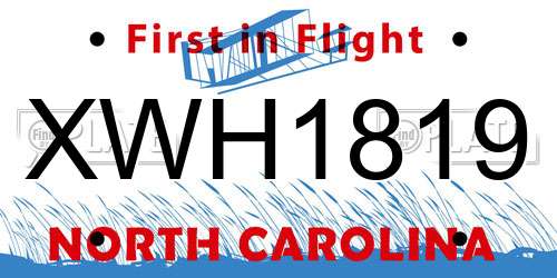 XWH1819 North Carolina License Plate