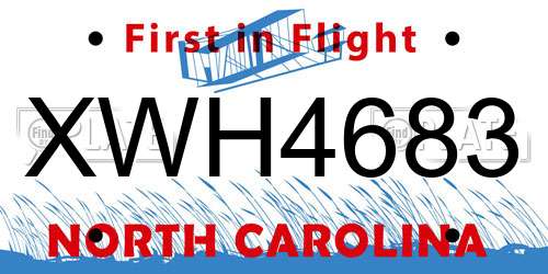 XWH4683 North Carolina License Plate