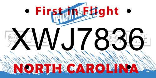 XWJ7836 North Carolina License Plate