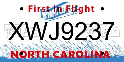 XWJ9237 North Carolina License Plate