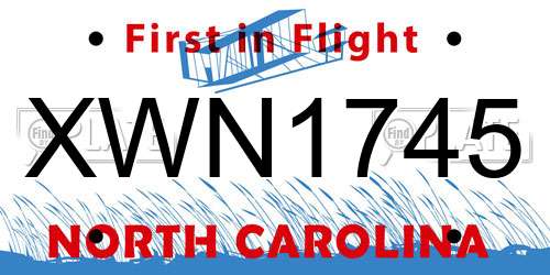 XWN1745 North Carolina License Plate