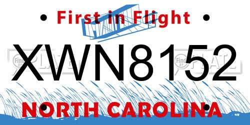XWN8152 North Carolina License Plate