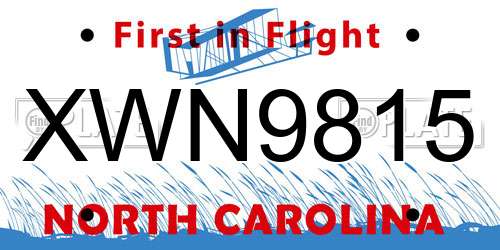 XWN9815 North Carolina License Plate