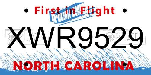 XWR9529 North Carolina License Plate