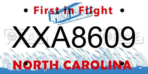 XXA8609 North Carolina License Plate