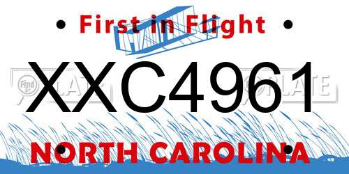 XXC4961 North Carolina License Plate