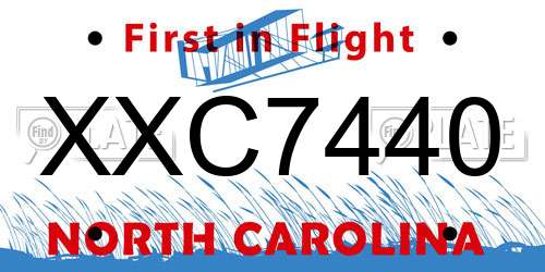 XXC7440 North Carolina License Plate