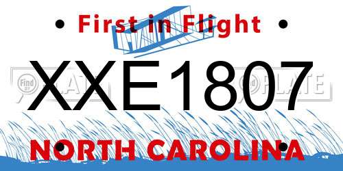 XXE1807 North Carolina License Plate