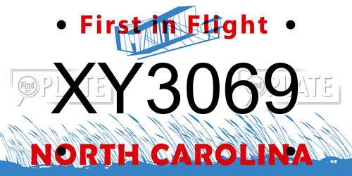 XY3069 North Carolina License Plate