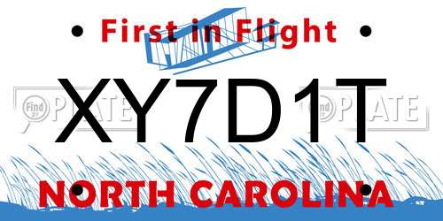 XY7D1T North Carolina License Plate
