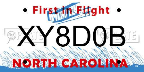 XY8D0B North Carolina License Plate