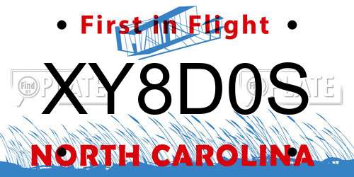 XY8D0S North Carolina License Plate