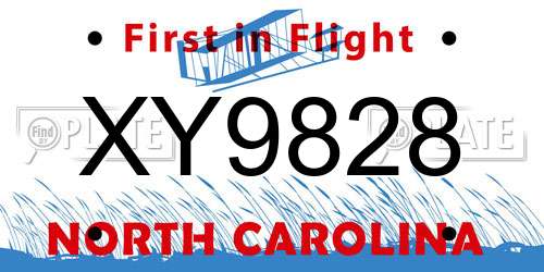 XY9828 North Carolina License Plate