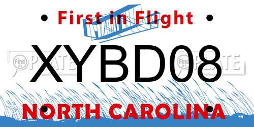 XYBD08 North Carolina License Plate