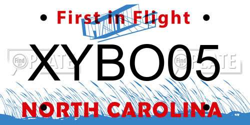 XYBO05 North Carolina License Plate