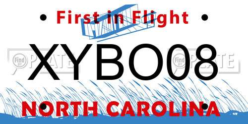 XYBO08 North Carolina License Plate