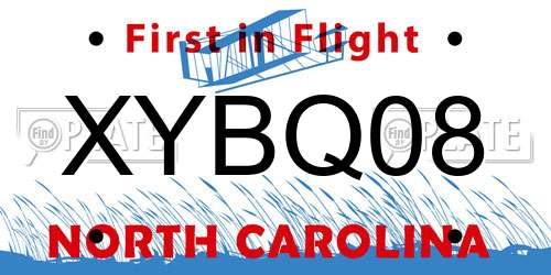 XYBQ08 North Carolina License Plate