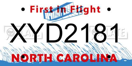 XYD2181 North Carolina License Plate