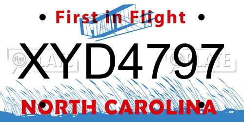 XYD4797 North Carolina License Plate