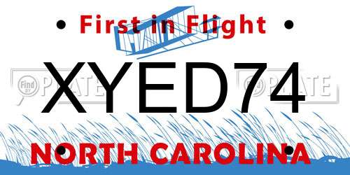 XYED74 North Carolina License Plate
