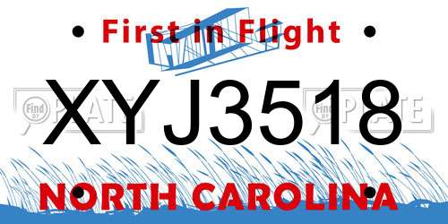 XYJ3518 North Carolina License Plate