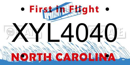 XYL4040 North Carolina License Plate