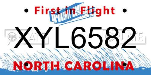 XYL6582 North Carolina License Plate