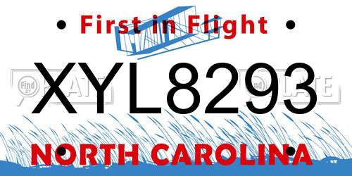 XYL8293 North Carolina License Plate