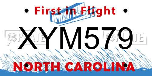 XYM579 North Carolina License Plate