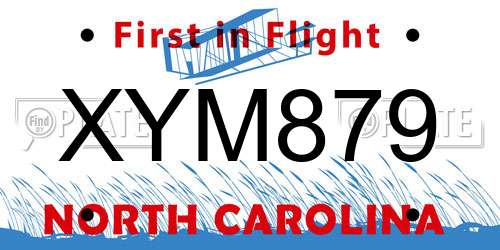 XYM879 North Carolina License Plate