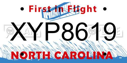 XYP8619 North Carolina License Plate