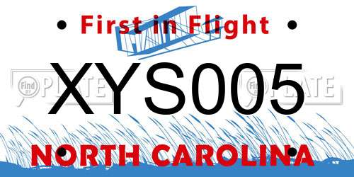 XYS005 North Carolina License Plate