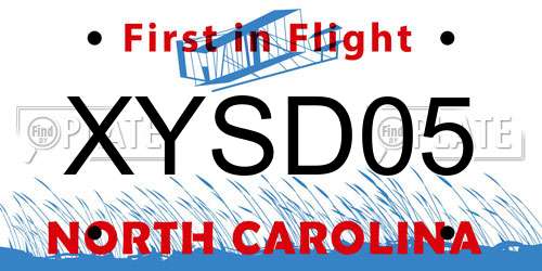 XYSD05 North Carolina License Plate