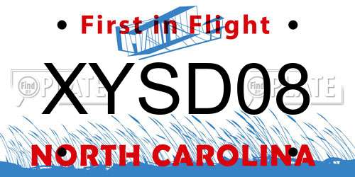XYSD08 North Carolina License Plate