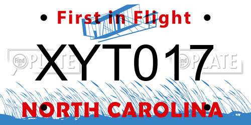 XYT017 North Carolina License Plate