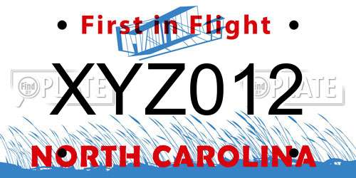 XYZ012 North Carolina License Plate