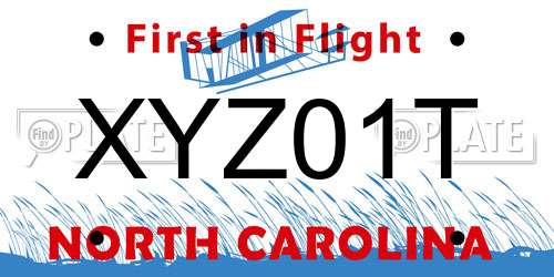 XYZ01T North Carolina License Plate