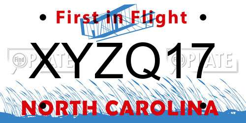XYZQ17 North Carolina License Plate